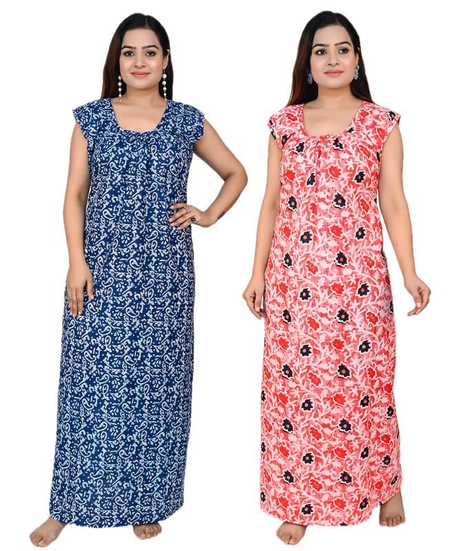 Women Cotton Sleeveless Nighty Combo With Pocket | Cut Sleeves Night Gown | Free Size Super Soft Comfortable Fabric | Pack of 2 Pieces-image-45