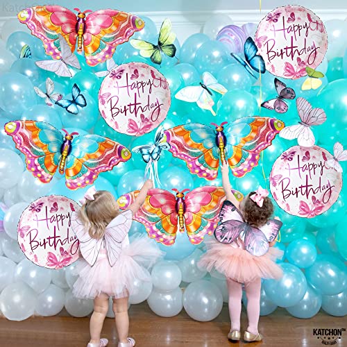 Katchon, Happy Birthday Balloon And Butterfly Balloon - 39 Inch, Pack Of 8 Butterfly Balloons For Birthday Party | Butterfly Birthday Decorations | Fairy Party Decorations | Happy Birthday Decorations #TOP5