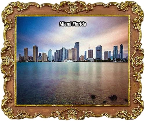 Miami Florida USA - Imán para refrigerador 3D, recuerdo de viaje, decoración de nevera, etiqueta engomada magnética, colección artesanal
