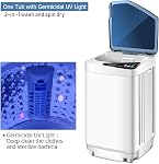 Laveuse à chargement frontal Giantex, laveuse portable et essoreuse, capacité de 7,7 lb, laveuse compacte avec lumière de baril intégrée, pompe de drainage et long tuyau pour appartements et camping (Blanc & Bleu)