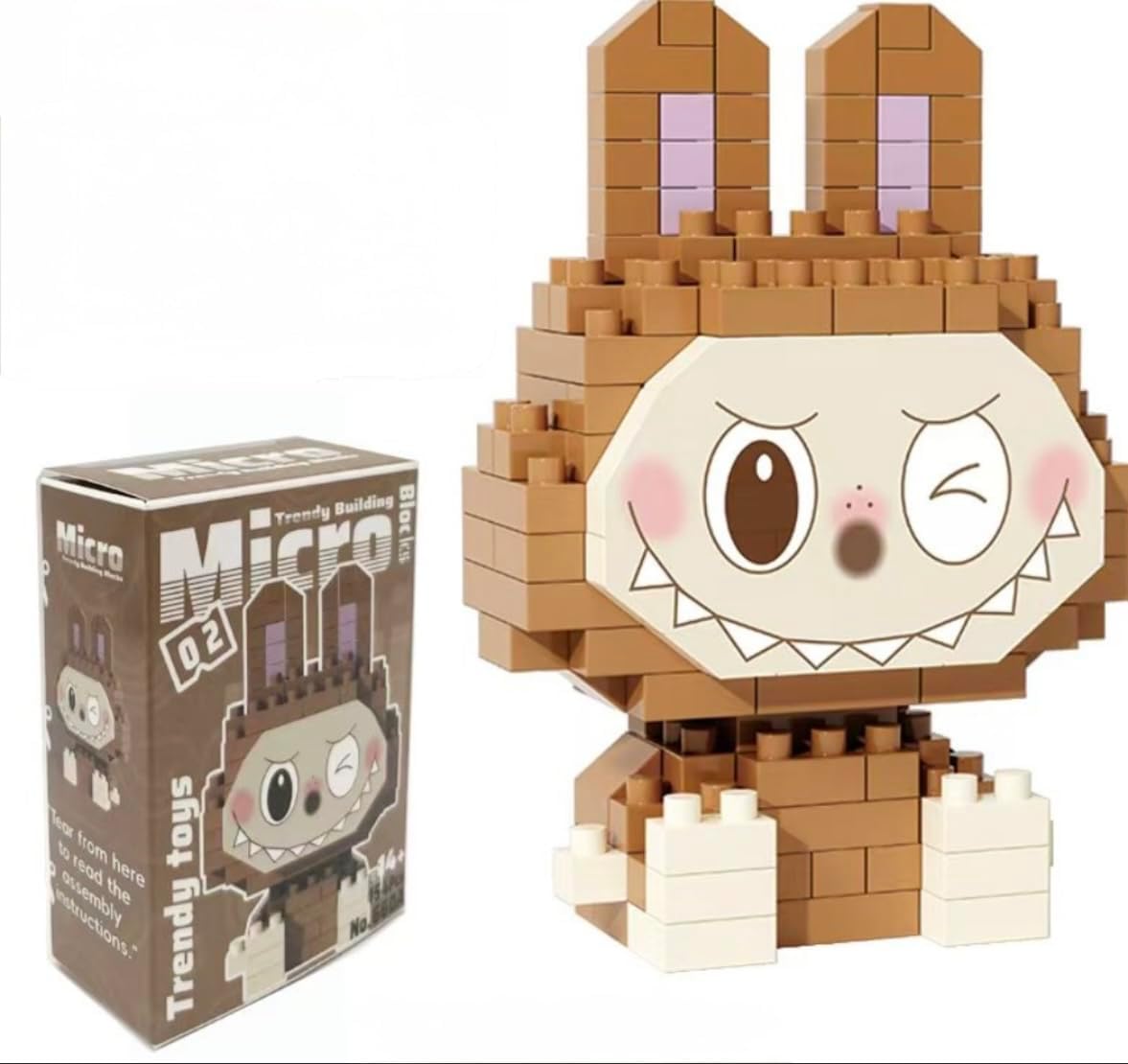 Blind Box Micro Building Blocks Bunny Character Construction Set, 154 Pieces, Ages 14+, Multi-Color Mini Blocks