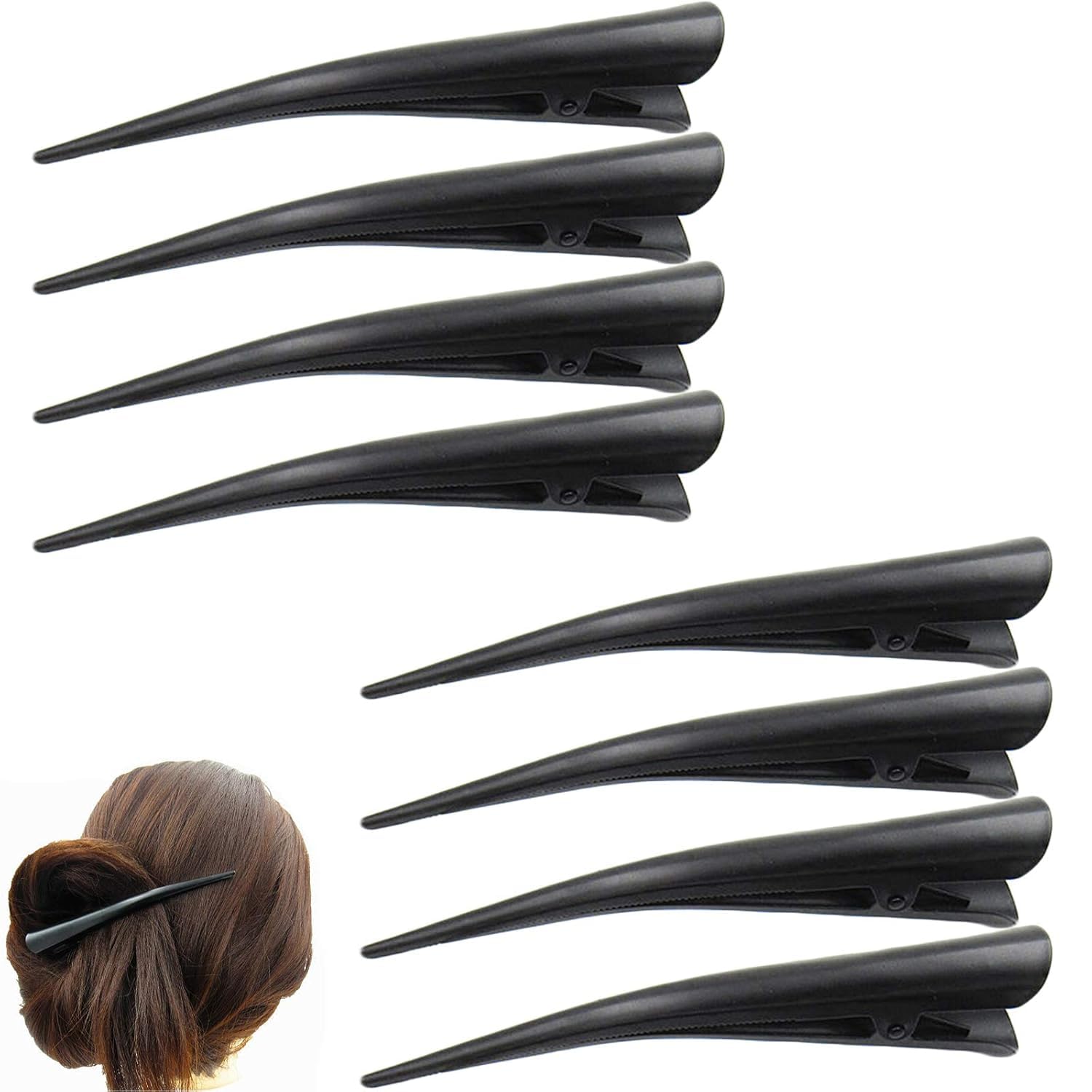Diversa Matte Duck Teeth Hair Claws Durable Non-Slip Alligator Clip Big Matte Hair Claw For Women Styling Salon | Juda Hair Cone | (Black (PACK OF 12 PCS))