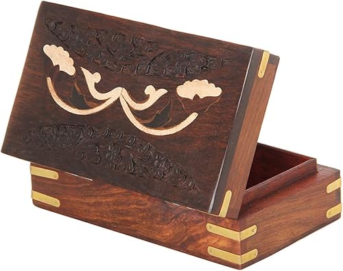 Miniatura 5 de Storeindya Joyero de madera hecho a mano, caja de almacenamiento decorativa, caja de regalo de Navidad, regalo de Acción de Gracias, caja