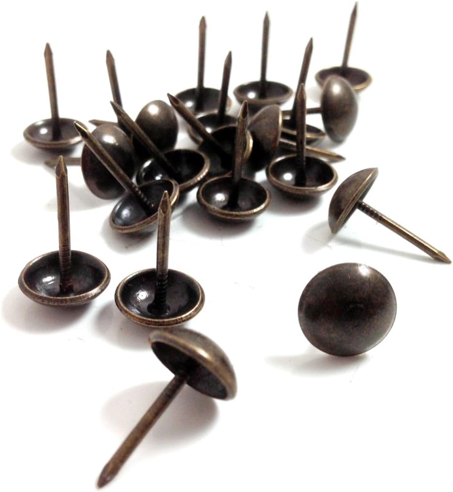 Falcon Workshop Supplies 100 PACK OF BRONZE UPHOLSTERY NAIL PIN - 10.5mm WIDE HEAD - 16mm LENGTH - STUD/TACKS PINS