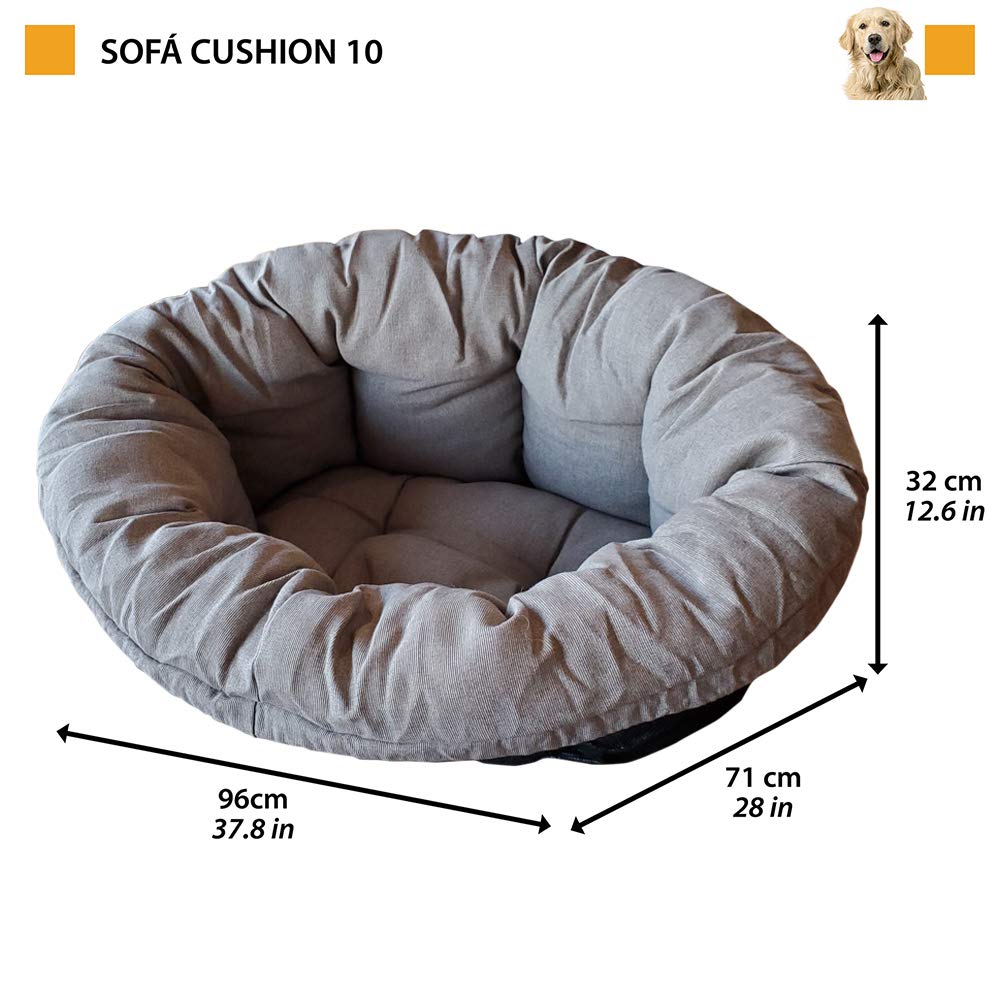 Ferplast Cuscino per Cuccia Cane SOFA' 10, in Cotone, Materassino Cuscino Imbottito per Lettino per Cani da Interno, Ricambio per Cesta in Plastica Cani, 96 x 71 x h 32 cm, Tortora