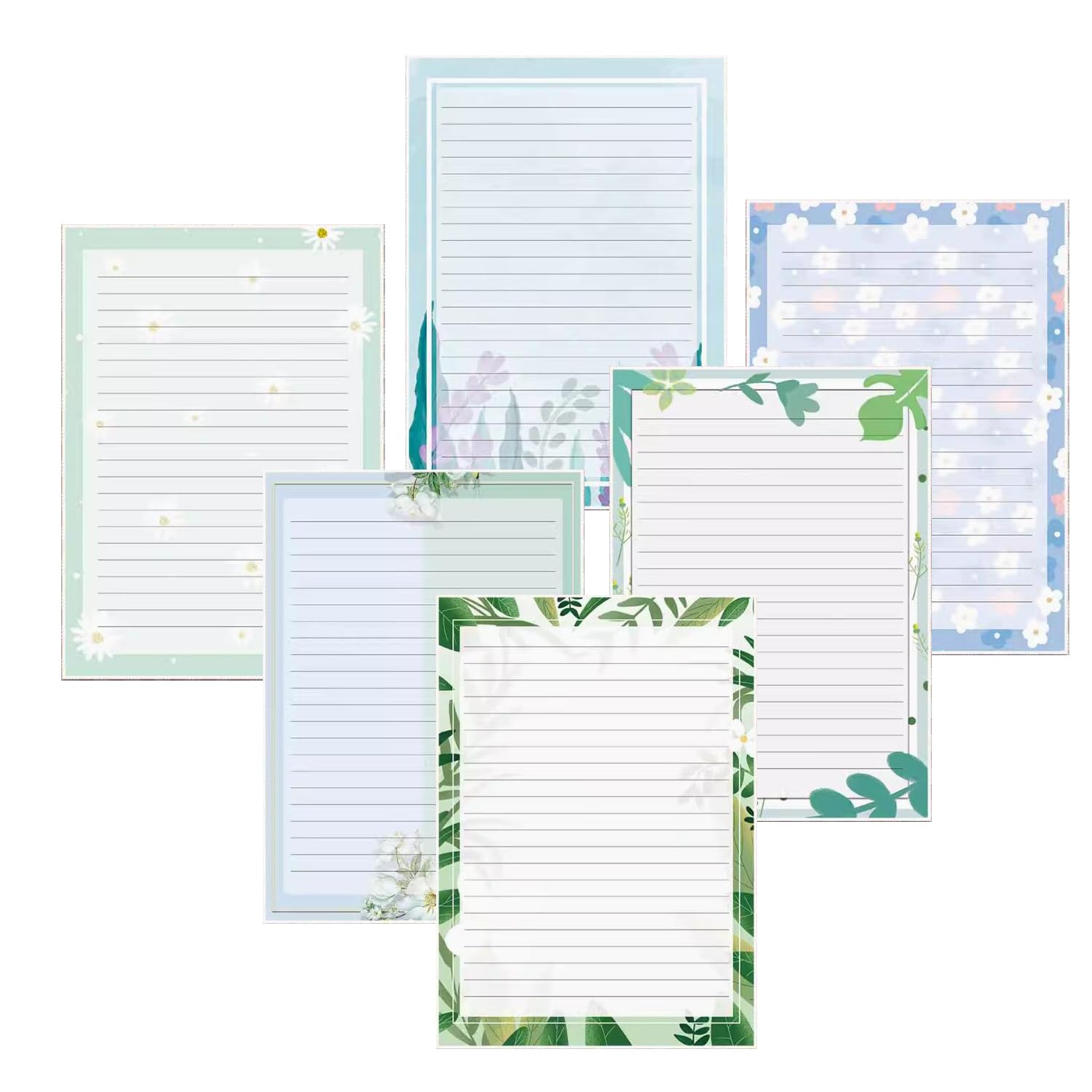 IMagicoo 60 Lined Writing Stationery Paper, Stationery Paper for Writing Letter, Notes, Invitations, Floral Writing Papers with Lines, 6 Different Style (11.7 x 8.26") - Image 4