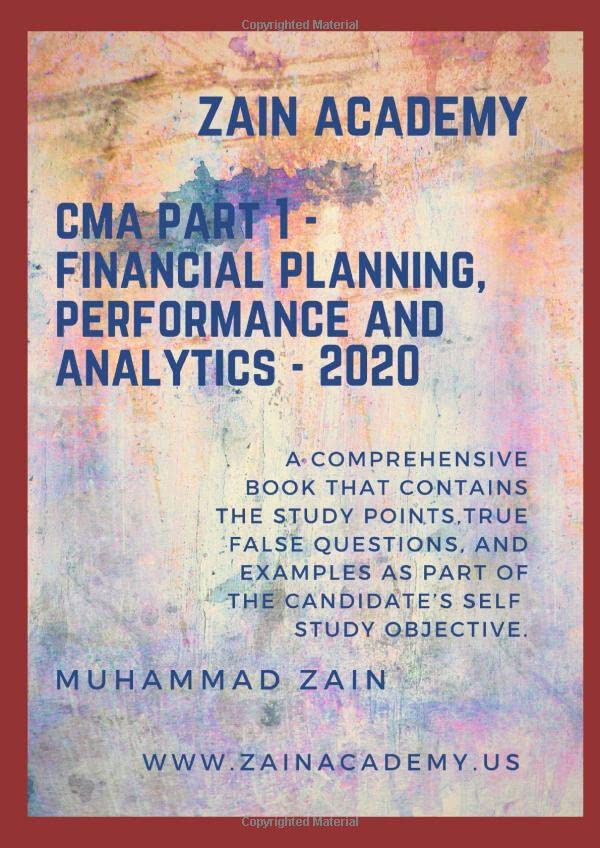 Independently published CMA Part 1 - Financial Planning, Performance and Analytics - 2020