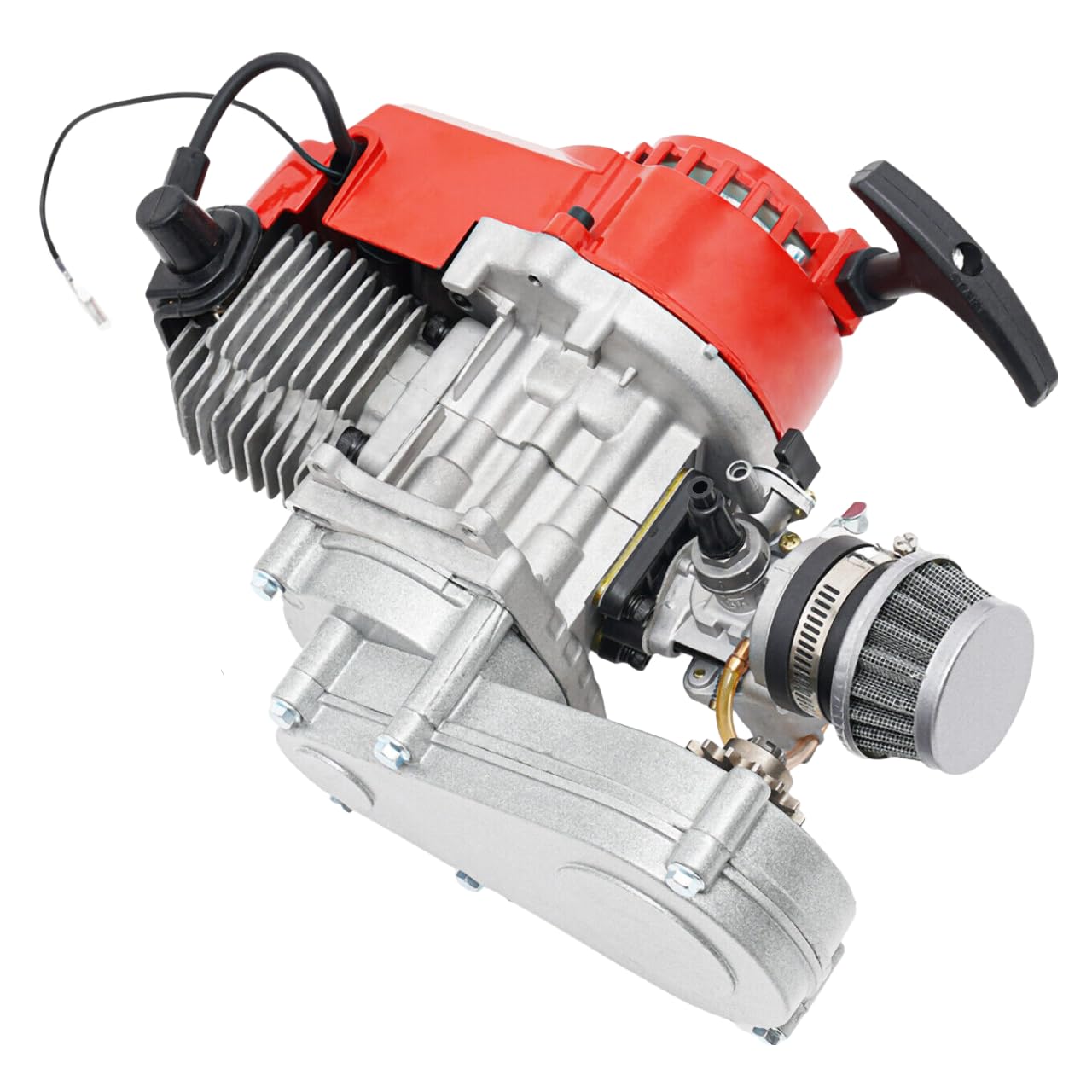 Mini Motore 49cc 2 Tempi Completo Con Carburatore, Frizione E Filtro Aria - Kit Di Ricambio Per Pocket Bike, Mini Dirt Bike, Quad E Scooter, Avviamento A Strappo