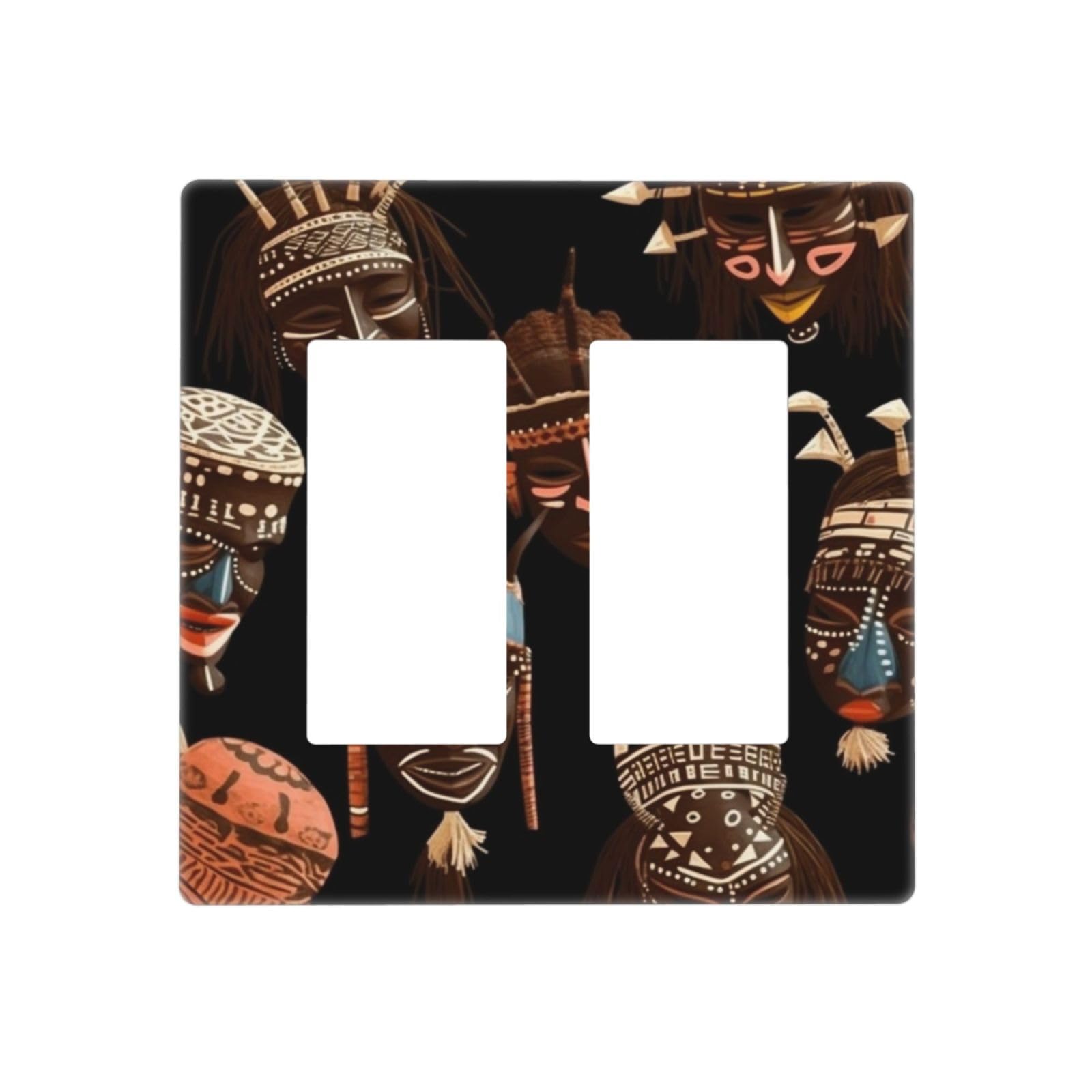 Kloph Style G Decorator Wall Plate 2 Gang Light Switch Covers African Ritual Ethnic Tribal Wallplate Double Toggle Switch Plate Standard Size Electrical Outlet Covers Decorative Wall Switch Plate Cover