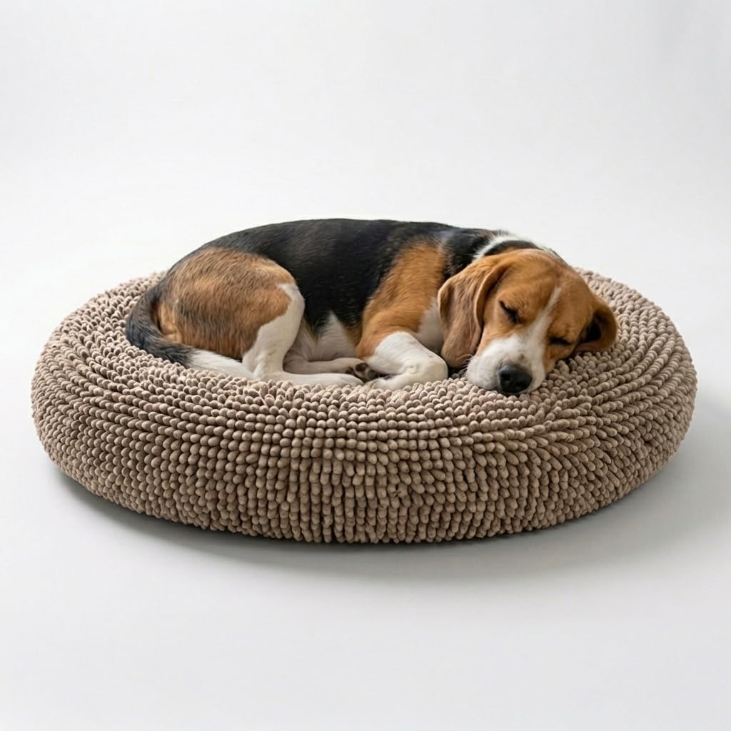 Photo 1 of Muddy Mat®Cloud K-9 Bed for Dogs & Cats, Soft & Relaxing Donut Dog Bed, Chenille Material, Removable Cover, Washable & Dryer Safe–Beige Medium(35'x35')
