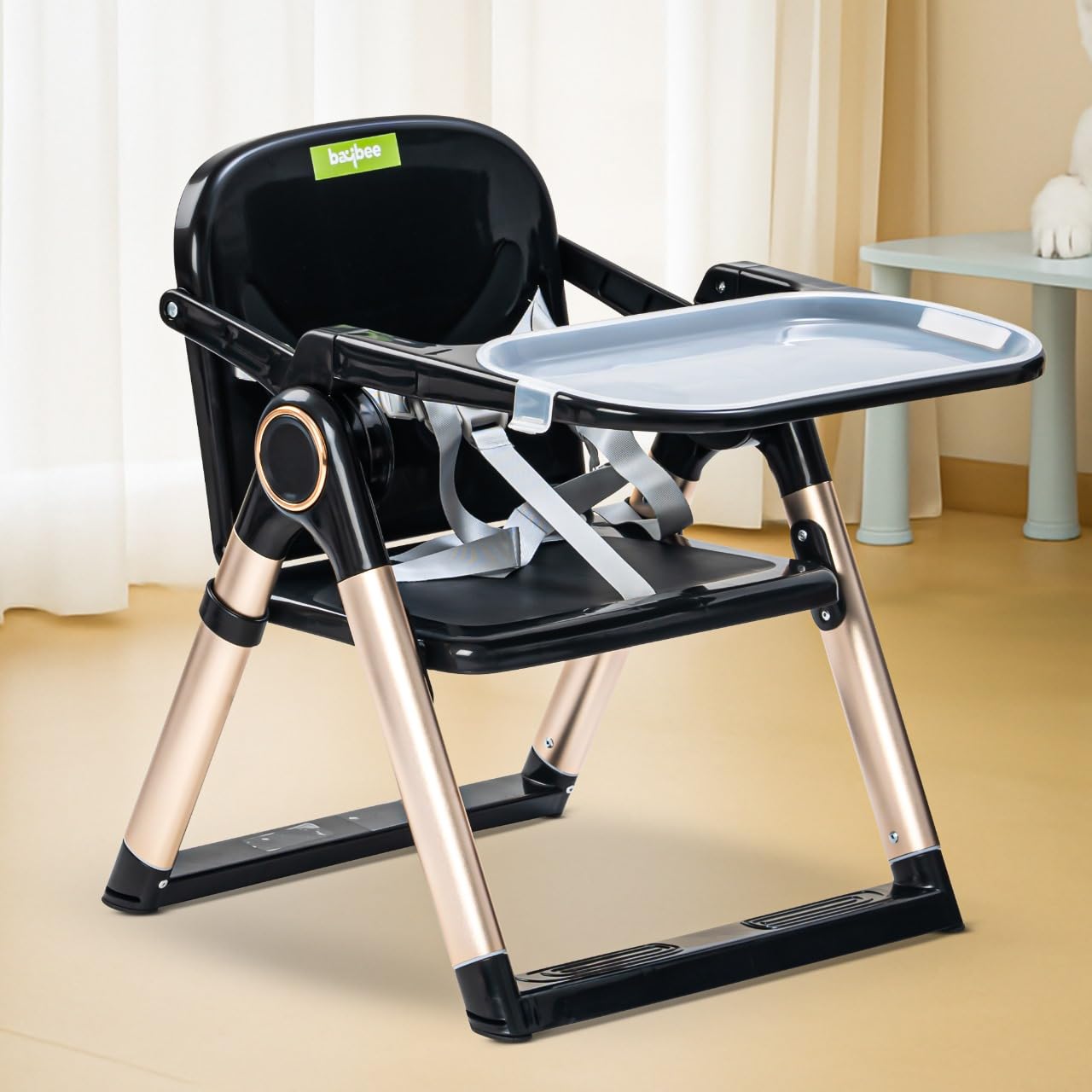 Baybee Snuglo Premium 2-in-1 Baby Desk & Feeding Chair for Kids | Convertible Toddler Chair with Tray, High Backrest & Safety Harness | Study & Meal Chair for 6 to 36 Months (Black)-image-24
