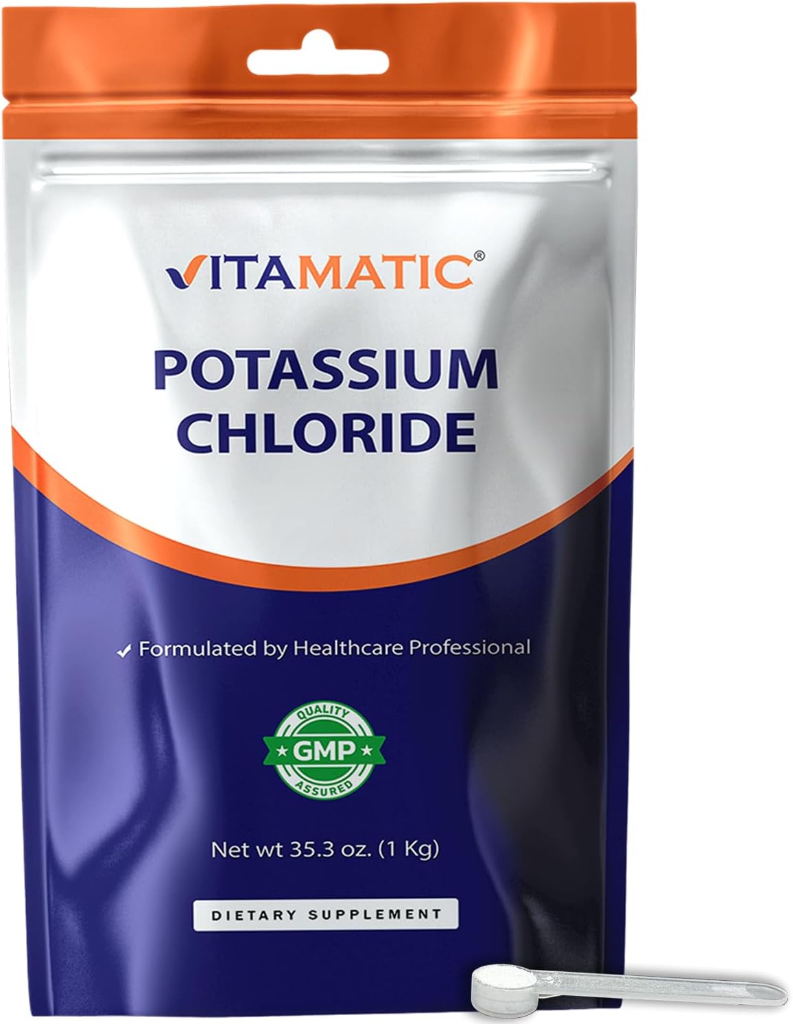 Vitamatic Potassium Chloride Powder – 1 Kg (2.2 lb) – Pure, No Fillers, Non-GMO, Gluten Free