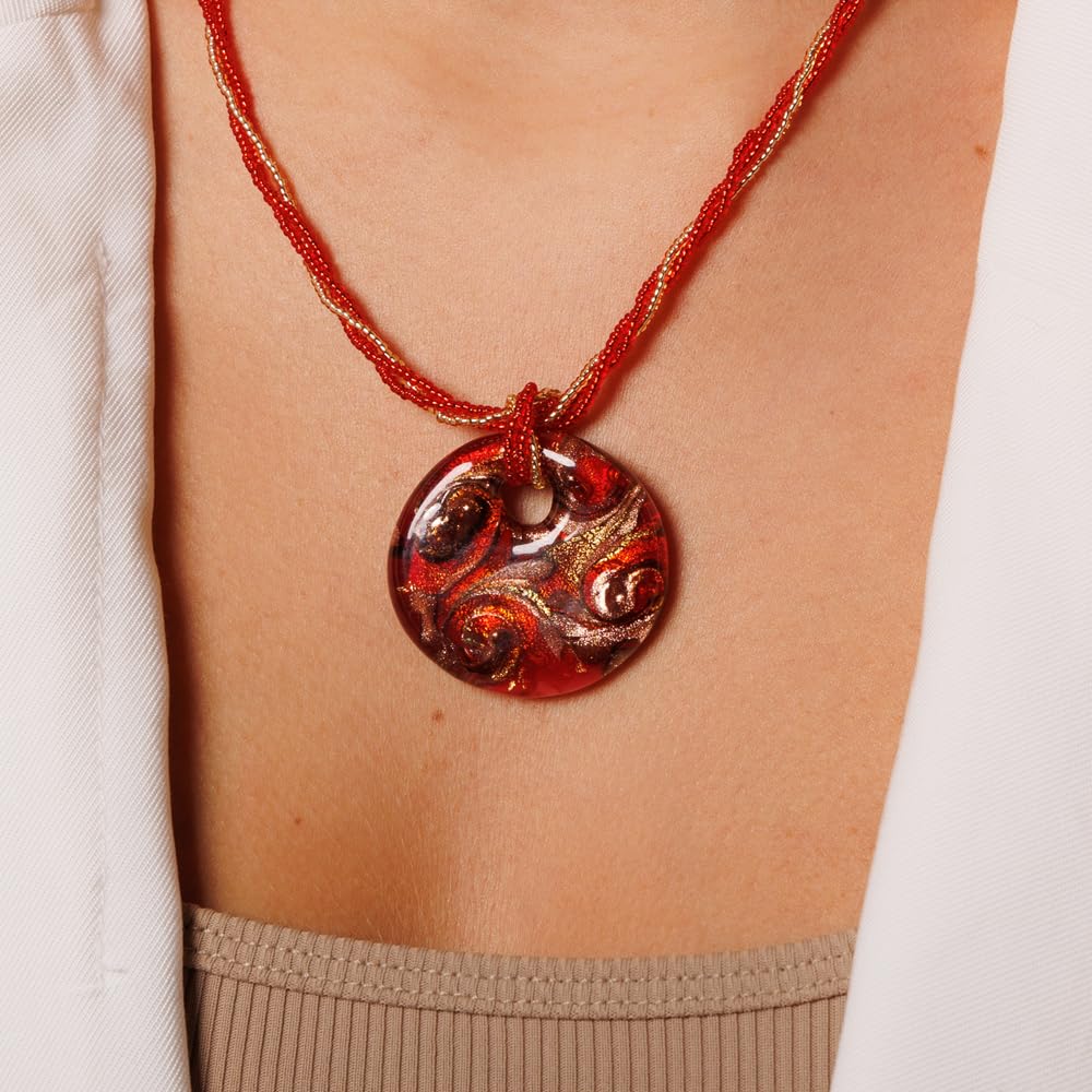 Venetiaurum - Collar para Mujer con Medalla en Cristal de Murano Original y Plata 925 - Joya Certificada Made in Italy