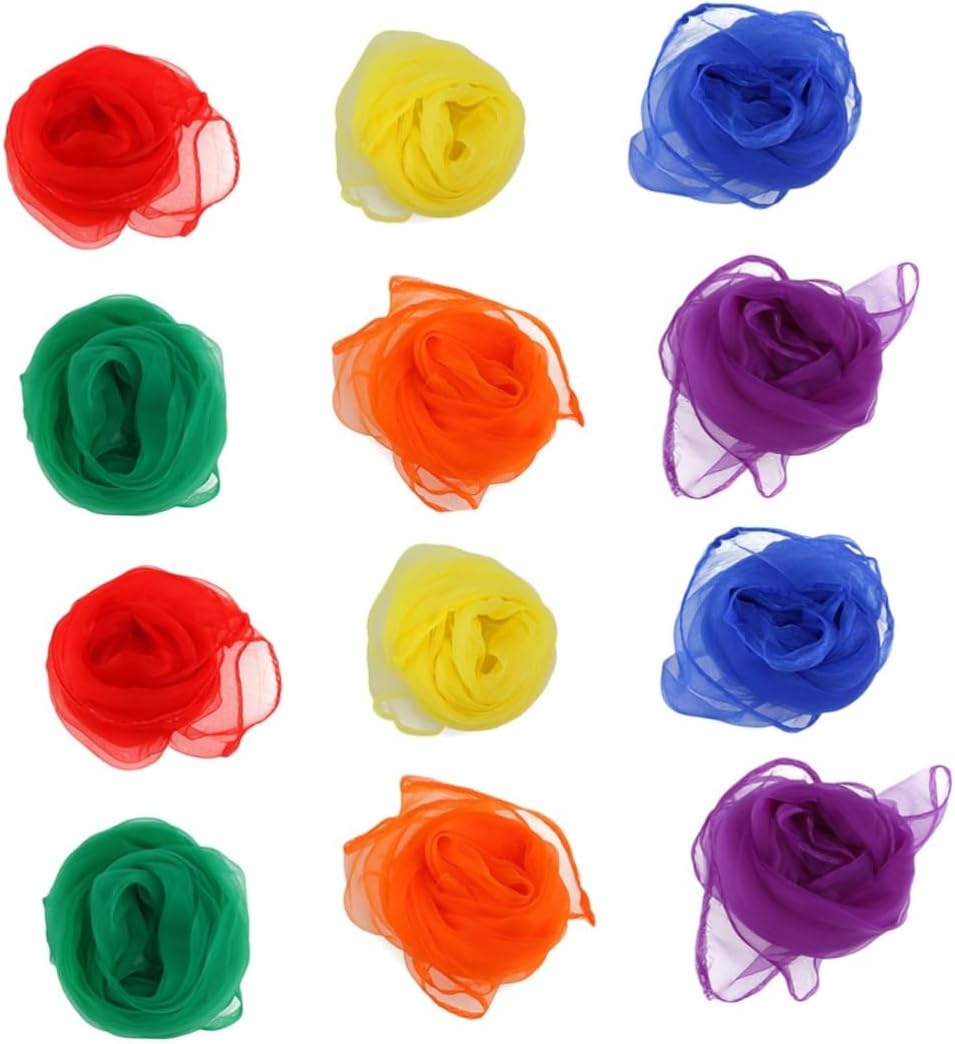 Healeved 36pcs Mini Square Juggling Silk Dance Scarves Boys and Girls Scarf Dance Group Accessories Random Color