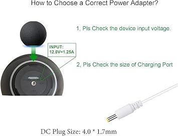 White Power Cord Replacement for Alexa Dot 3rd/ 4th Gen/ 5th Gen Plug 15W