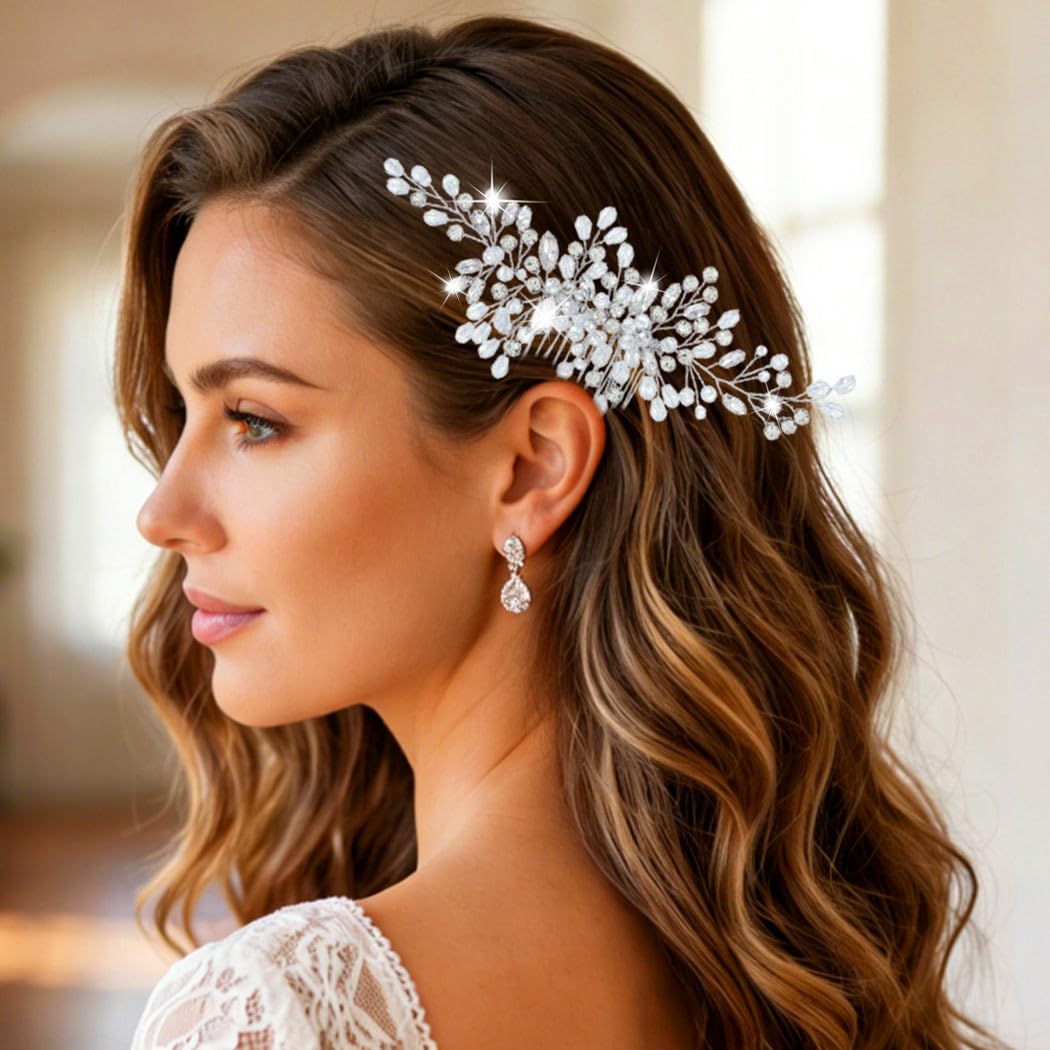 Zoestar Pettine per capelli da sposa con cristalli, accessorio per capelli per donne e ragazze