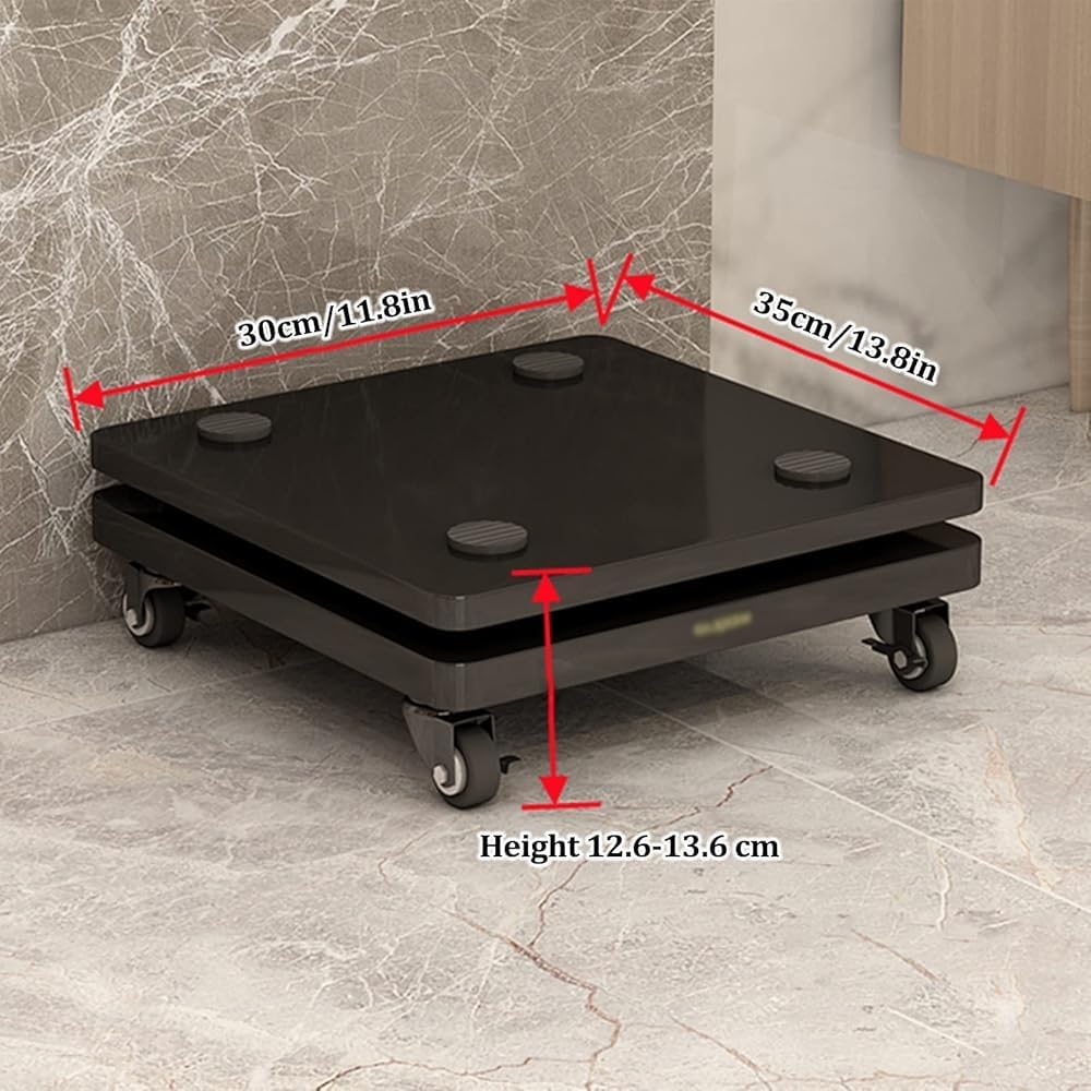 2-Pack Black Speaker Stands with Wheels and Isolation Feet - Subwoofer Base and Riser Stabilizers for Standard Speakers(Size:40x45cm)