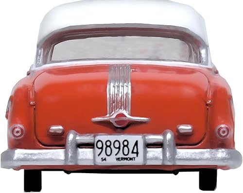 Miniatura 4 de 1954 Pontiac Chieftain 4 puertas rojo coral con tapa blanca de invierno 187 (HO) modelo de coche fundido a presión por Oxford Diecast 87PC54004