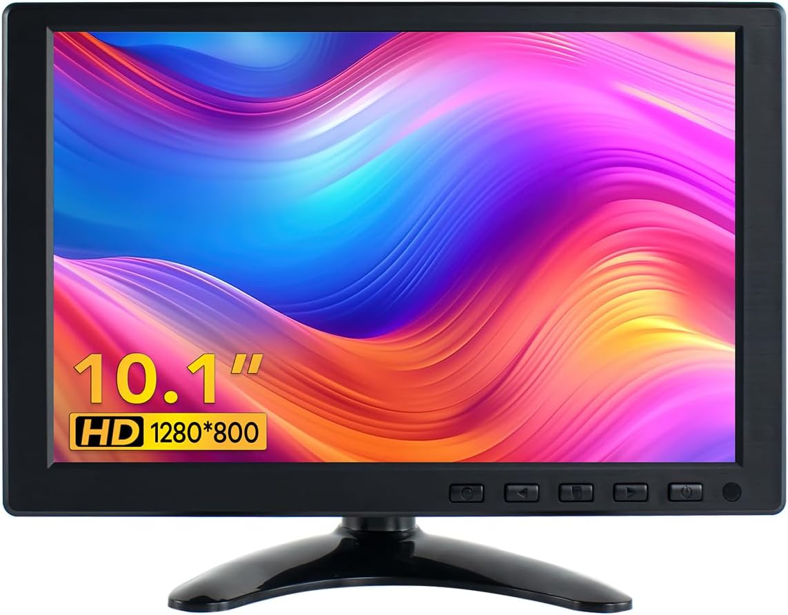 10.1 inch TFT LCD Display Small Monitor 1280X800 HDMI Portable Screen VGA BNC USB Input for CCTV/Gaming/PC/Raspberry PI