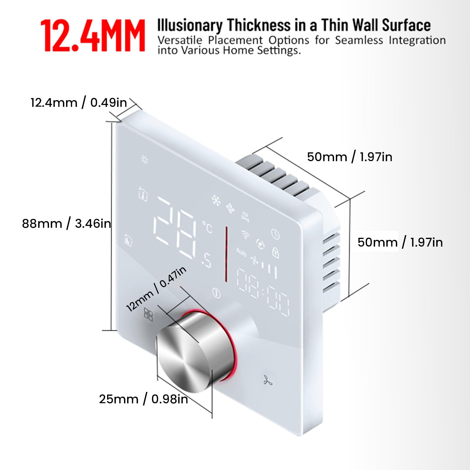 Generic Programowalny Termostat Centralnej Klimatyzacji WiFi Sterowanie Oszczędzaniem Energii dla Domu 1 Szt (WHITE)