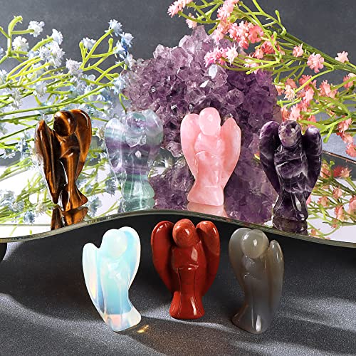 Artistone Rose Quartz Crystal Angels Figurines Gift For Women Hand-Carved Pocket Gem Pink Guardian Angel Statue Healing Stone Meditation Chakra Balancing Love(2 Inch) #TOP4