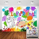 Avezano Let's Paint Party Backdrop for Kids 7x5ft Art Paint Birthday Party Photography Background Watercolor Colorful Graffiti Splatter Dress for a Mess Art Painting Party Photo Booth Backdrop