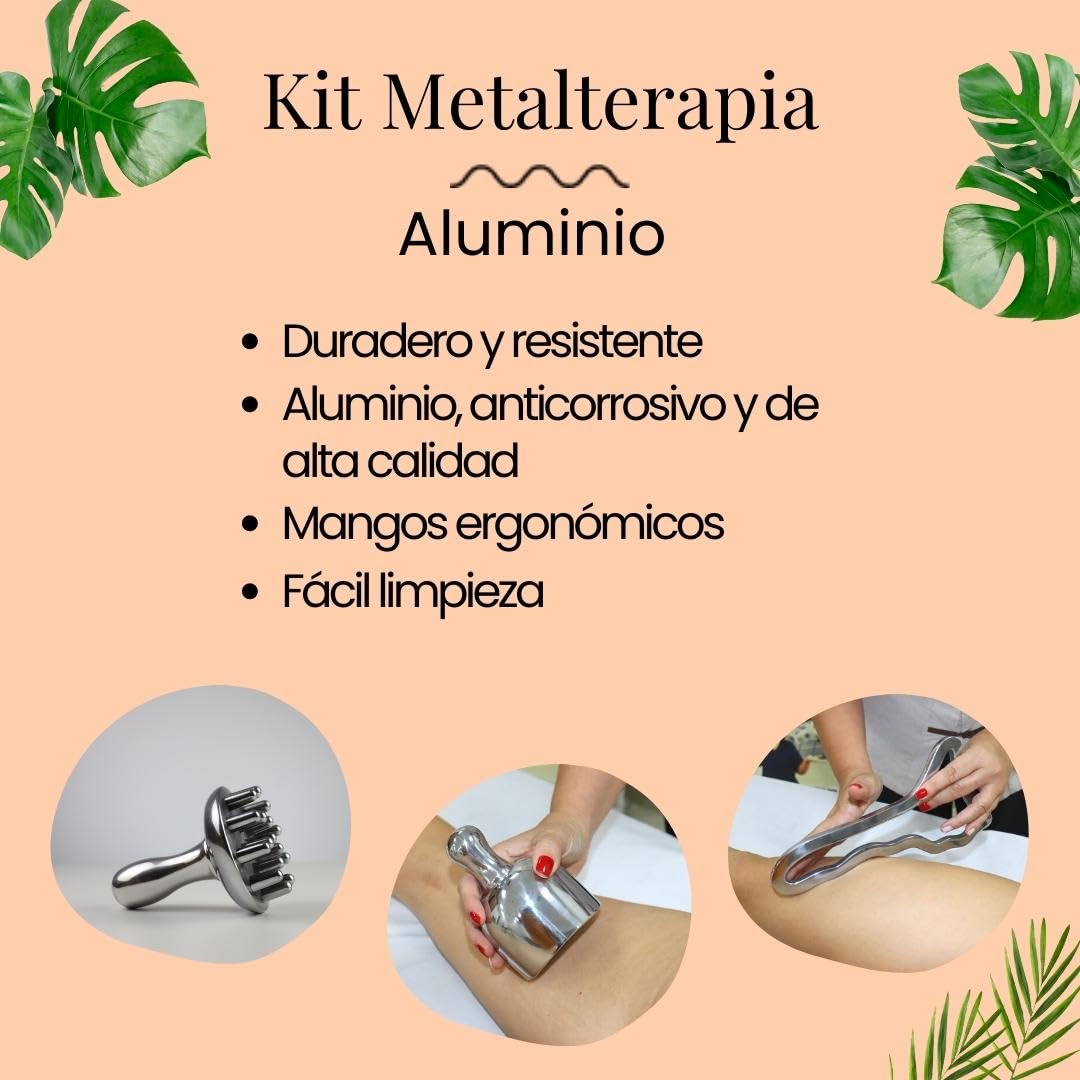 Kit completo Maderoterapia & Metalterapia 14 piezas | Reafirmante corporal natural | Maderoterapia Reductora | Metalterapia Anticelulitica | Maderoterapia Corporal moldeadora