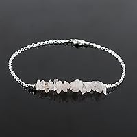 Vista 72 de TGH Pulsera de barra de chips naturales, cristal curativo, pulsera de cuentas crudas chapada en plata, cadena ajustable de 7 + 1 pulgada, regalo