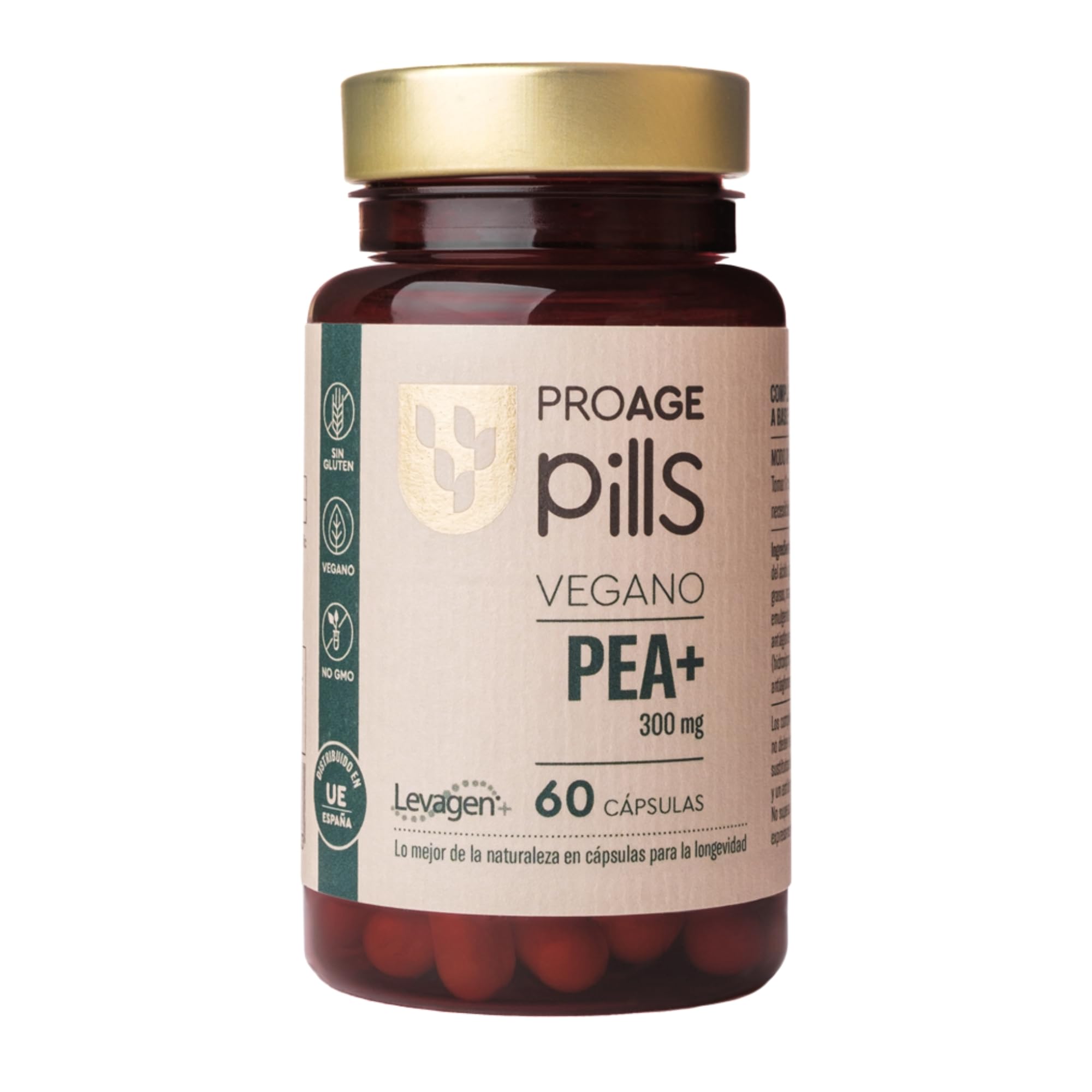 ProAge Pills PEA+ Levagen® 300mg | 60 Cápsulas | Dolor Crónico, Neuropático, Articular | Antiinflamatorio: Fibromialgia, Endometriosis | Palmitoiletanolamida