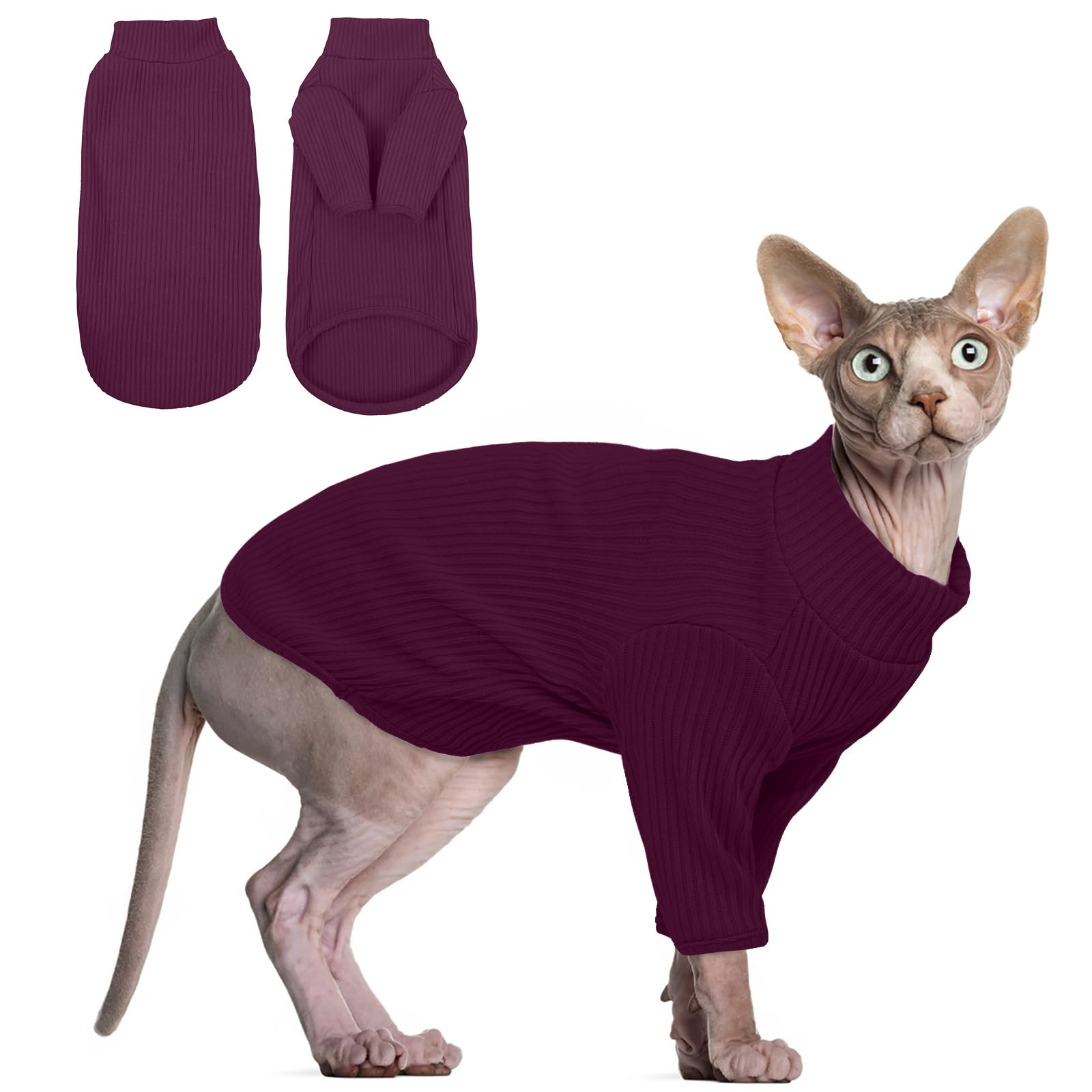 Cat Clothes, Sphynx Cat Clothing, Sphynx Cat Jumper, Cat Clothes For Cats Only, Hairless Cat Jumper, Breathable Cat Pyjamas, Warm Cat Coat, Cat Sweater, Cat Vest For Sphynx, Devon Rex-M — view 8