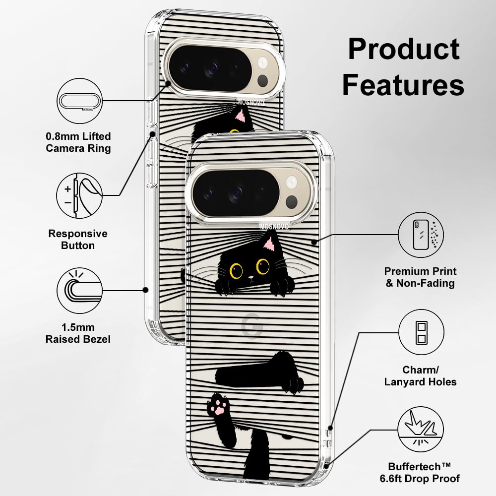 MOSNOVO Case for Google Pixel 10 & Pixel 10 Pro, [Buffertech 6.6ft Military-Grade Drop Protection] [Anti Peel Off Tech] Clear TPU Bumper Phone Case Cover Design - Cute Cherry — view 598