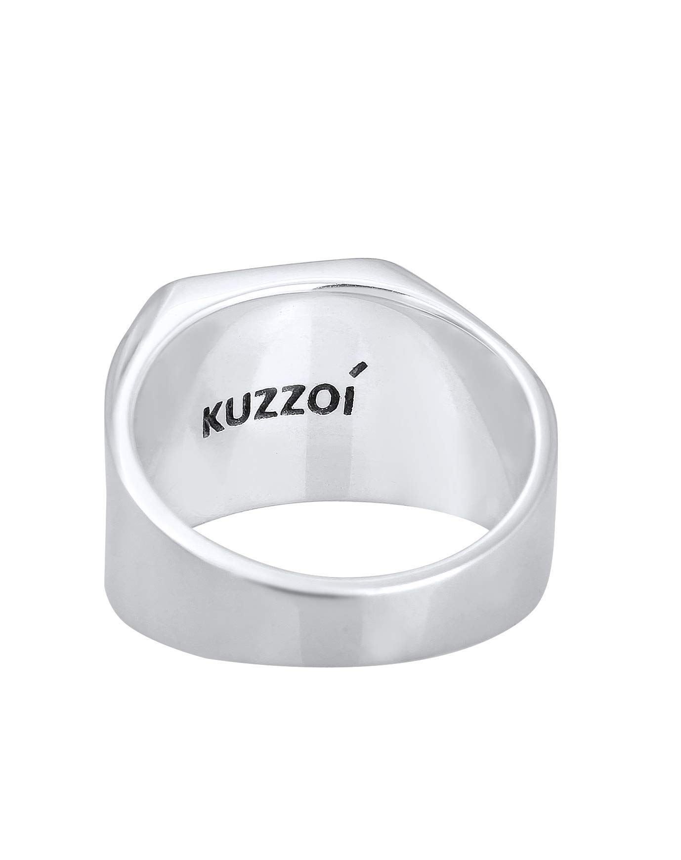Kuzzoi Anillo para hombre de plata de ley 925 maciza de 14 mm de ancho, diseño de flechas oxidadas negras con grabado, talla 60-66, 0601990719