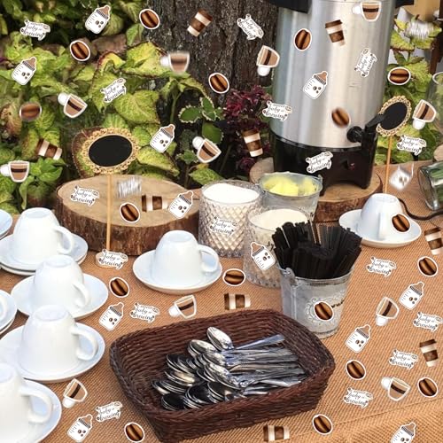 Image of Coffee Baby Shower Decorations Confetti, 200pcs Coffee A Sweet Baby is Brewing Confetti Cup and Bean Double Sided Printing Cardstock for Gender Reveal Celebration Decoration (Pack of 3)