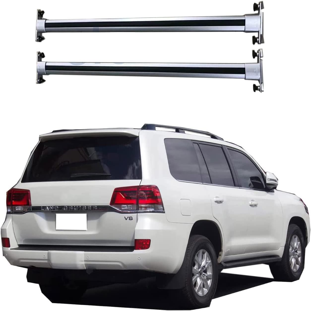 Rack Crossbars fits 2008-2021 Land Cruiser, Compatible with 2009-2015 Pilot with Factory Raised Roof Rails Inside Slots Aluminum Cross Bars Silver