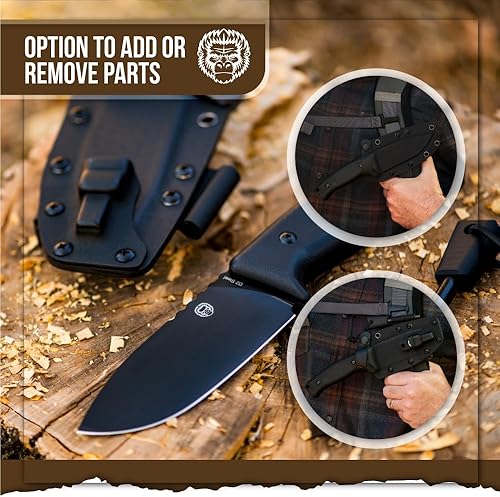 Miniatura 4 de Holtzman's Gorilla Survival Warthog Cuchillo de caza de hoja fija con funda Kydex (negro) - Ideal para bushcraft, campamento y supervivencia