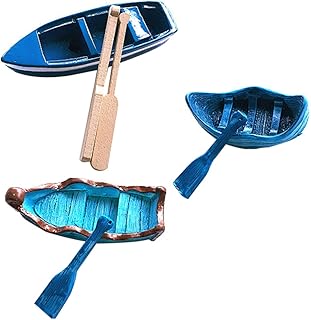 SWOOMEY 3 conjuntos micro paisagem barco bolo acessórios decorações do mar para casa miniatura casa de bonecas miniatura barco azul criança navio cena de praia resina bonsai azul decoração decoração casa carro