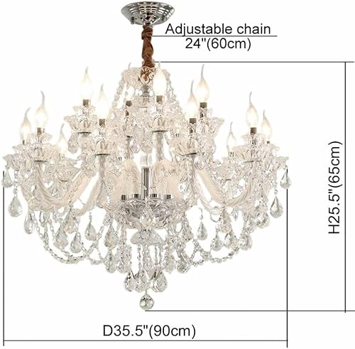 Miniatura 5 de Durahonn Iluminación de Araña de Cristal Transparente, Doble Capa 8+4 Luces, Luces de Techo de Cristal Transparente K9, Luz de Cristal Moderna para