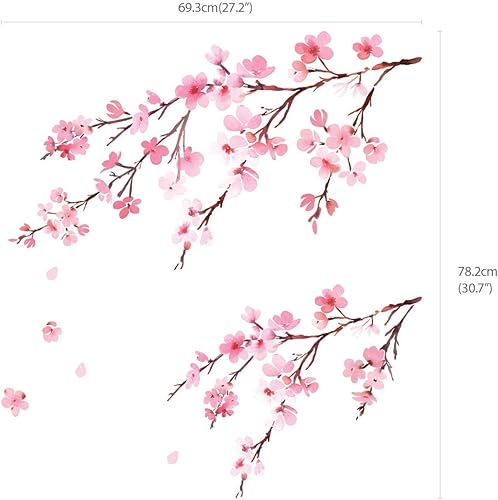 Miniatura 6 de DECOWALL DWL-2003 - Calcomanías de pared de acuarela con flores de cerezo para niños, calcomanías de pared extraíbles para niños, guardería,