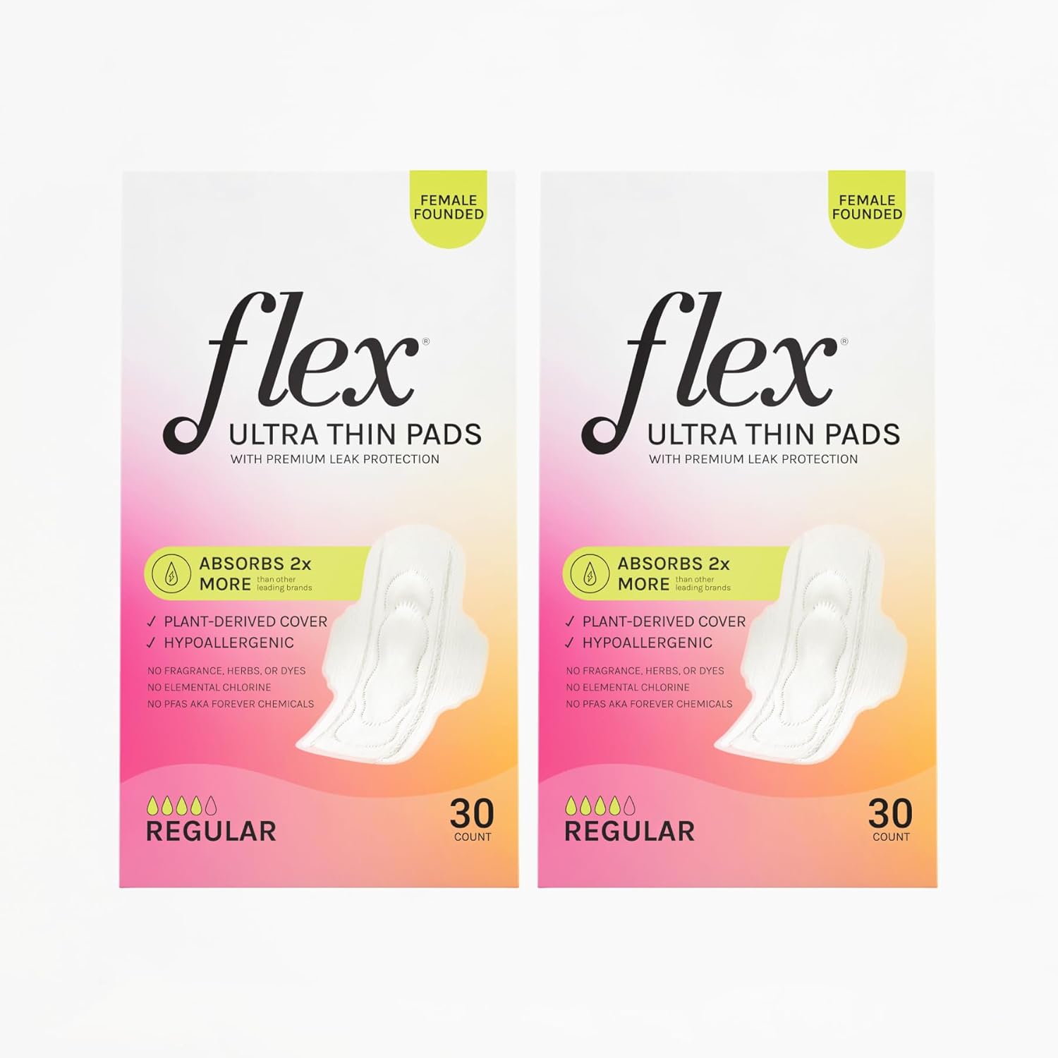 Flex Ultra Thin Pads (30 Count) and Flex Daily Liners (50 Count) Bundle | Fragrance-Free Feminine Care | Absorbent & Comfortable | Unscented