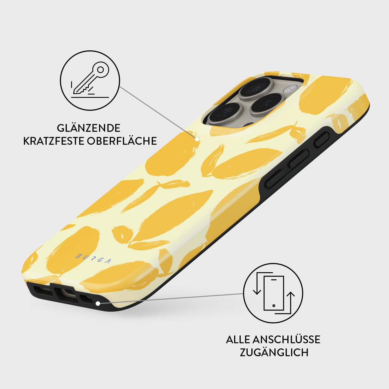 BURGA Handyhülle für iPhone 16 Pro – Unisex Hybrid-Schutzhülle mit stoßdämpfendem TPU & kratzfester Außenschale, erhöhter Displayrand, MagSafe-kompatibel, kabelloses Laden, stylisches Design
