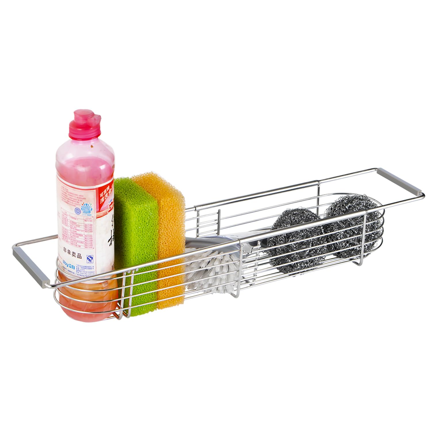 YQh Retractable Sink Drain Rack 304stainless Steel Expandable Sink Storage Rack Adjustabl Kitchen Sponge Drying Rack soap Rack