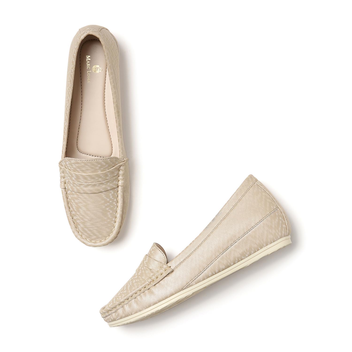 Marc Loire Women Comfortable Textured Wedge Loafers Casual Shoes & Formal Footwear (Cream, 3) (B0D4Z5X6F5) Amazon Price History, Amazon Price Tracker