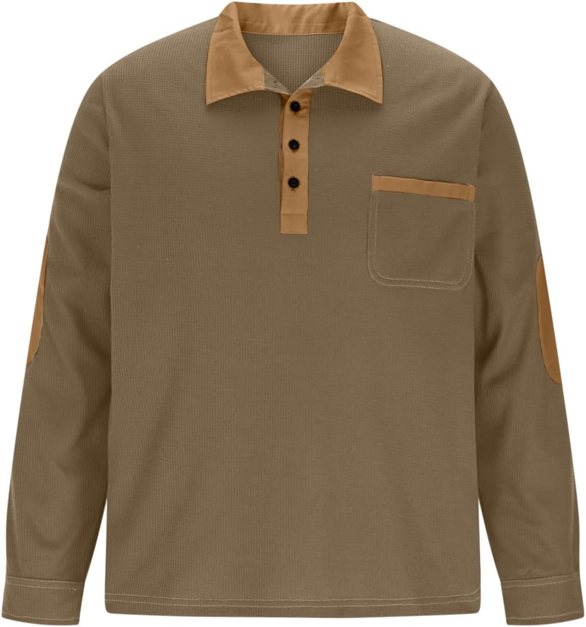 Cambkatl Stand Collar Henley Shirts for Men Button Up Long Sleeve Pullover Business Casual Workout Cargo T-Shirt