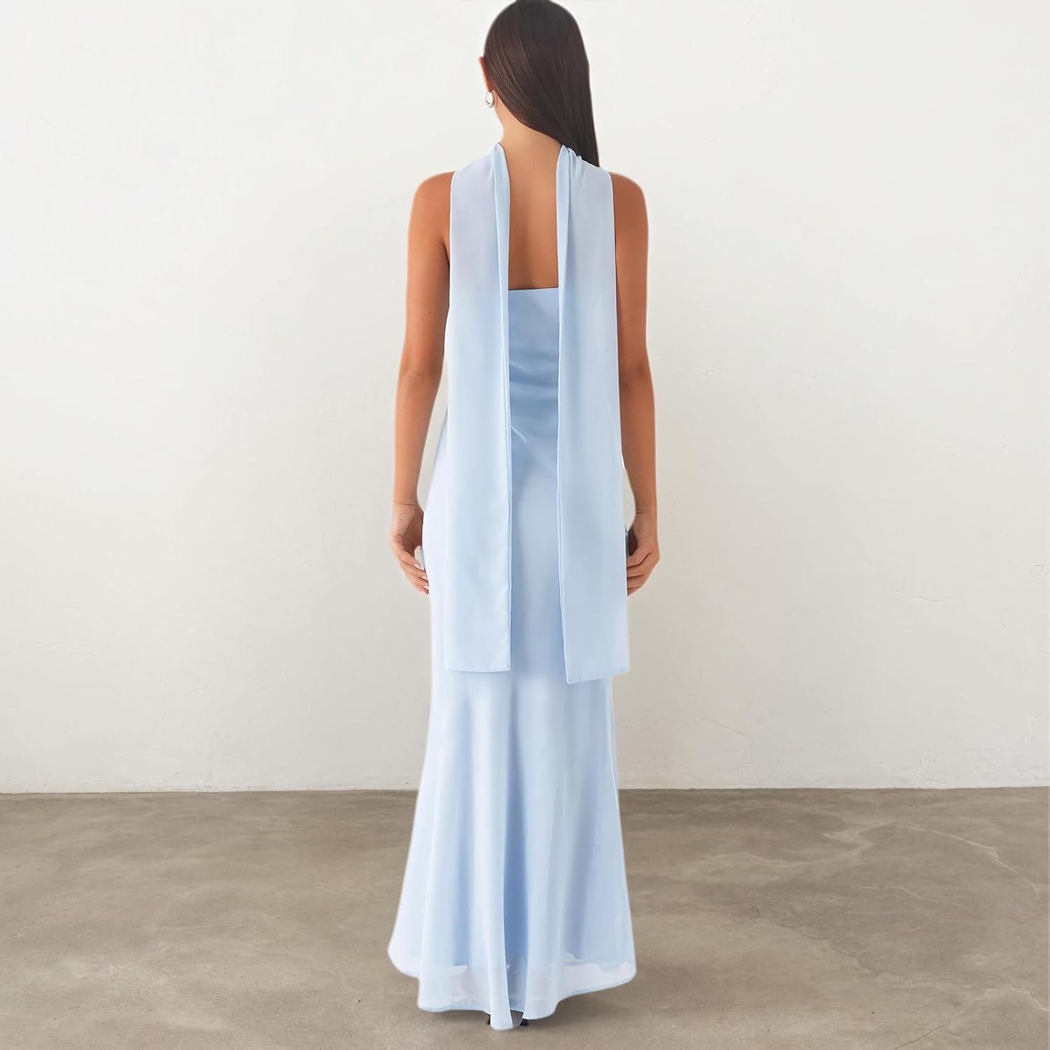 Womens Floral Strapless Dress Y2k Backless with Scarf Tube Maxi Long Dresses Sexy Mesh Bodycon Beachwear - Image 3