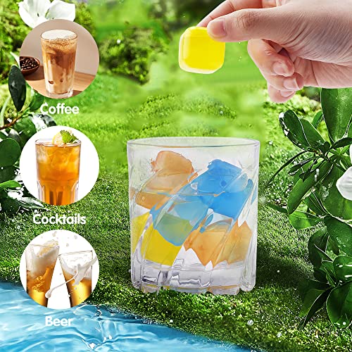 Reusable Ice Cube For Drinks, Square Plastic Ice Cubes 30 Pack, Refreezable Plastic Ice Cubes Without Diluting, Easy To Use Washable Non-Melting Fake Ice Cube For Coffee, Whiskey, Cocktails, Colorful #TOP5