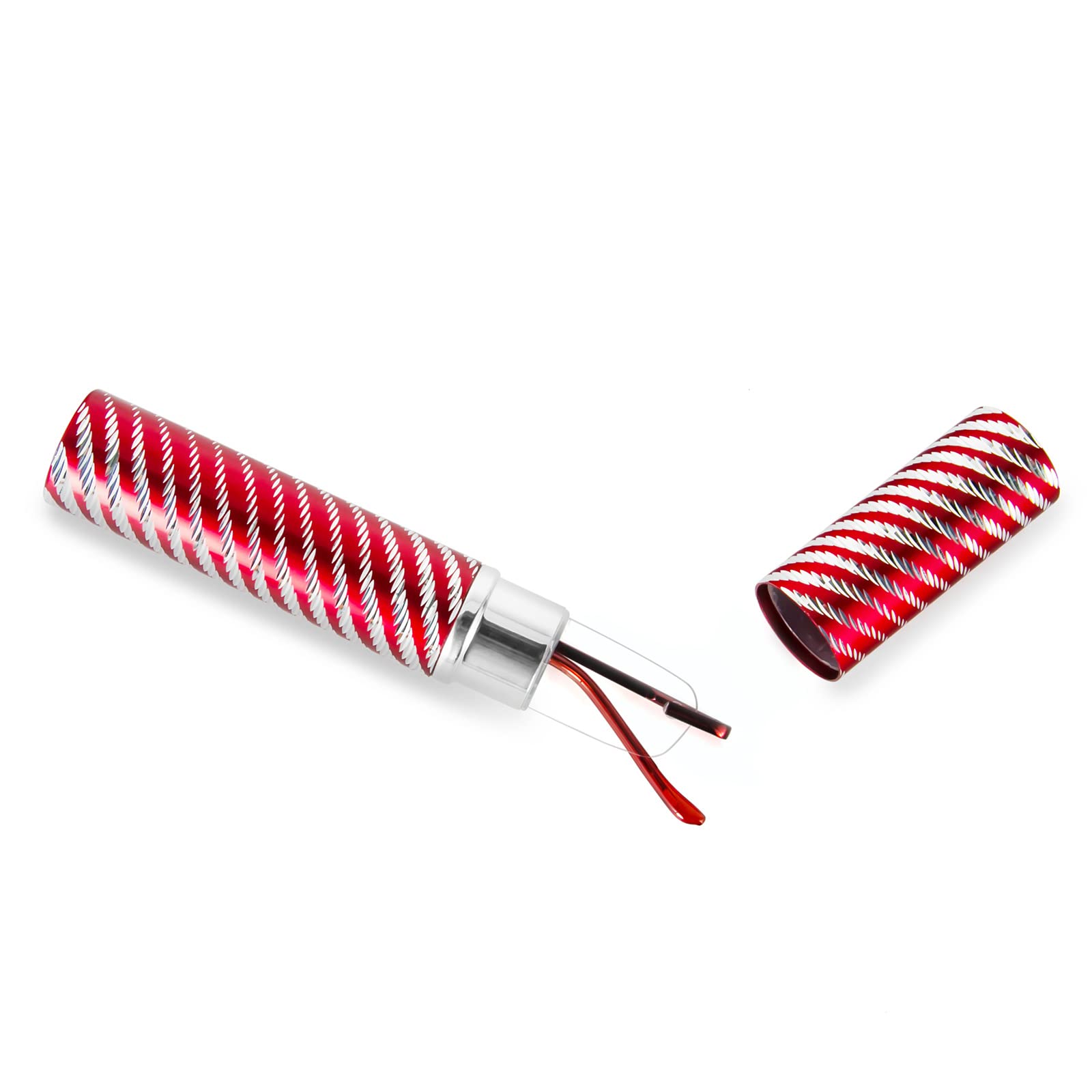Smukłe okulary do czytania bez ramki, mini czytnik kieszonkowy, pomoc w widzeniu, z etui na długopis, dla kobiet i mężczyzn