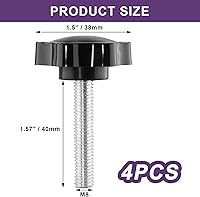 Vista 3 de Pomo de estrella de rosca M8 x 1.575 in, 4 unidades, mango de sujeción hexagonal de plástico, tornillo de apriete manual para reemplazo de base