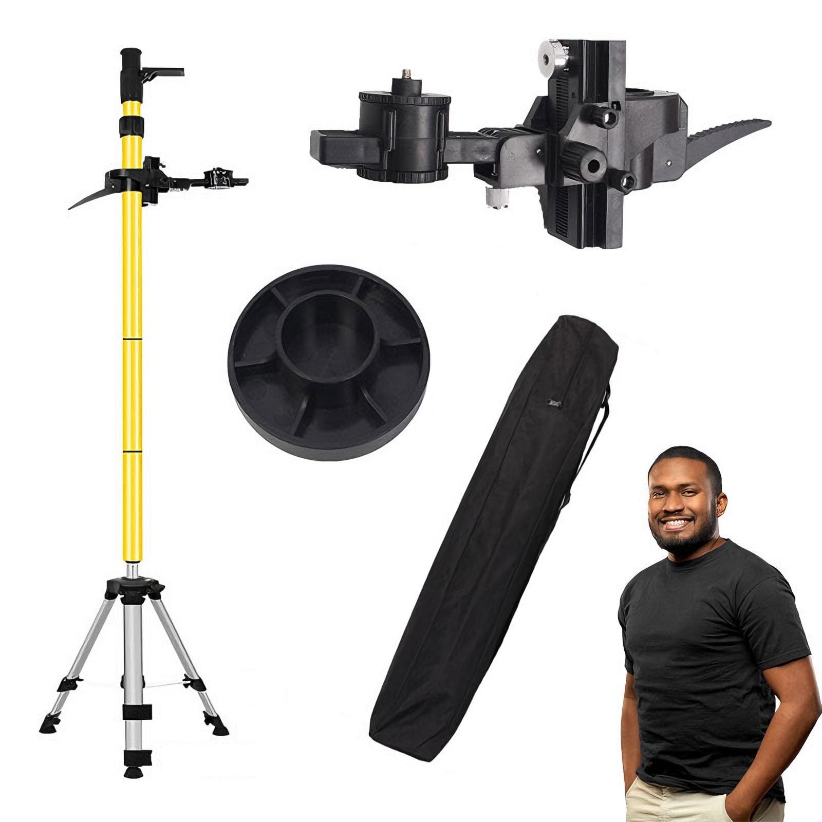 Srnsaeb One Color 7 9 11 13 15 17 19 Ft Laser Level Tripod Stand With Pan Head/Carrying Bag, Lightweight Leveling Rod For Building Roads Surveying, Portable Laser Level Mounting Pole(4.8M/15.7Ft)