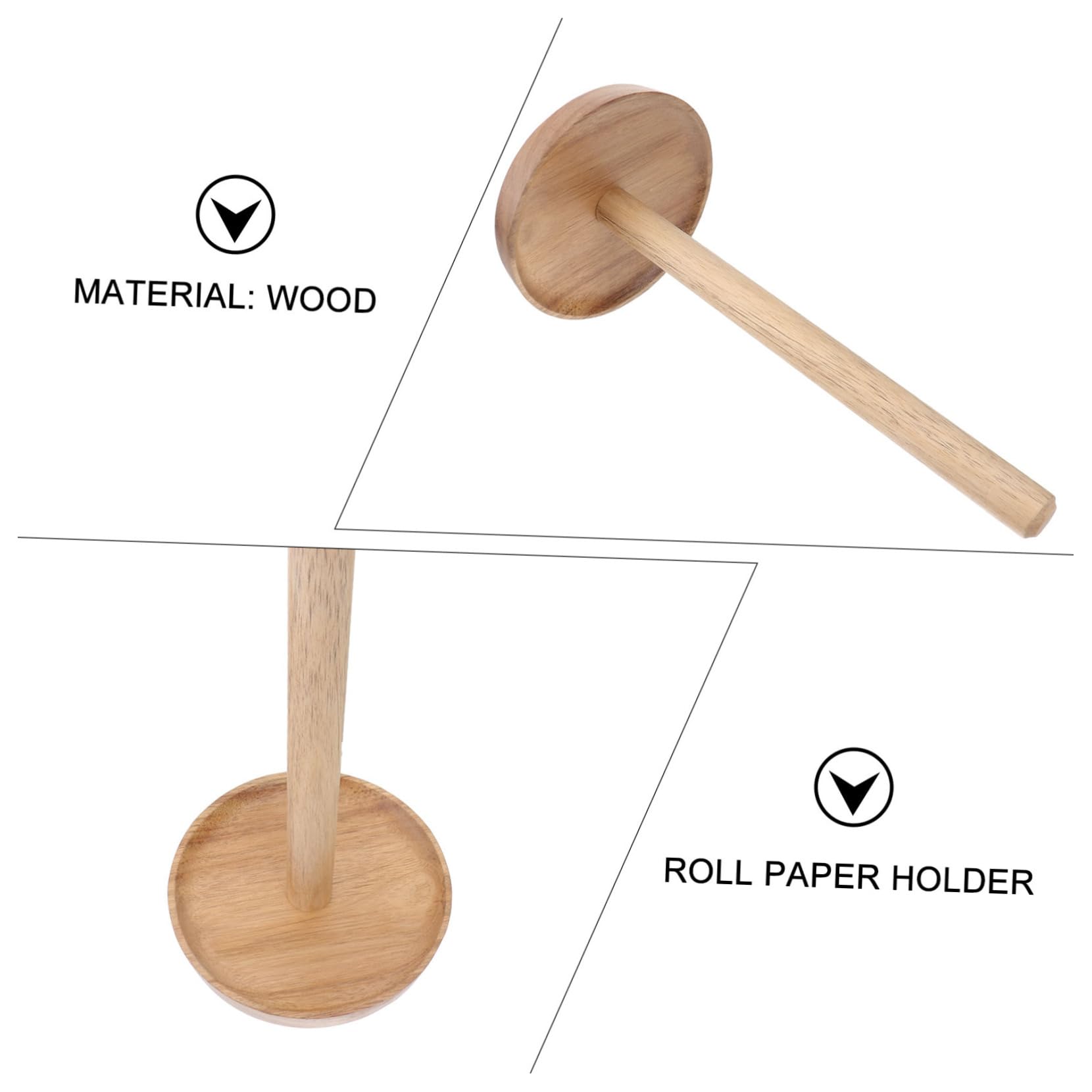 TOPBATHY Portarotolo da Bagno in Legno Solido, Marrone, Base Antiscivolo, Design Semplice e Creativo per Bagno Padronale e Cameretta
