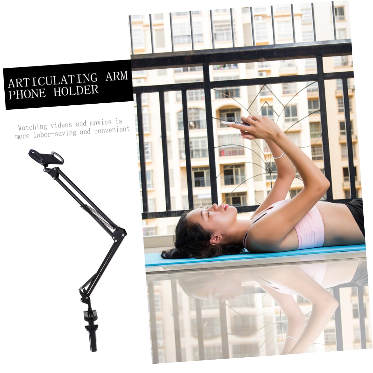 Supporto per Tablet e Telefono da Scrivania Clip, Ferro e Plastico Nero, Facile da Installare per Uso Quotidiano